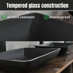 TOOLKISS Glass Rectangular Vessel Sink in Matte Black with Faucet and Pop-Up Drain 20 TOOLKISS Glass Rectangular Vessel Sink in Matte Black with Faucet and Pop-Up Drain -Bathroom Sinks Sales matte black toolkiss vessel sinks ad sink mb08 a0 1000