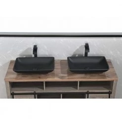 TOOLKISS Glass Rectangular Vessel Sink in Matte Black with Faucet and Pop-Up Drain 28 TOOLKISS Glass Rectangular Vessel Sink in Matte Black with Faucet and Pop-Up Drain -Bathroom Sinks Sales matte black toolkiss vessel sinks ad sink mb08 fa 1000