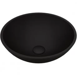 VIGO Matte Shell Cavalli Glass Round Vessel Bathroom Sink in Black