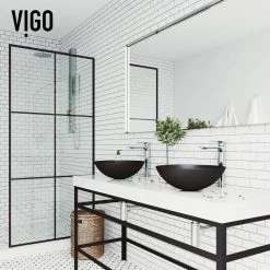 VIGO Matte Shell Cavalli Glass Round Vessel Bathroom Sink in Black -Bathroom Sinks Sales matte black vigo vessel sinks vg07111 a0 1000