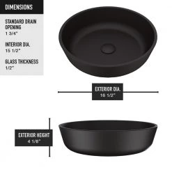 VIGO Matte Shell Modus Glass Round Vessel Bathroom Sink in Black -Bathroom Sinks Sales matte black vigo vessel sinks vg07113 77 1000