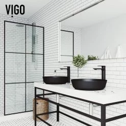 VIGO Matte Shell Modus Glass Round Vessel Bathroom Sink in Black -Bathroom Sinks Sales matte black vigo vessel sinks vg07113 a0 1000