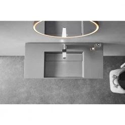 SERENE VALLEY 32 in. Wall-Mount or Countertop Bathroom with Classic Square Bowl Solid Surface in Matte Gray -Bathroom Sinks Sales matte gray wall mount sinks svws612 32gr fa 1000