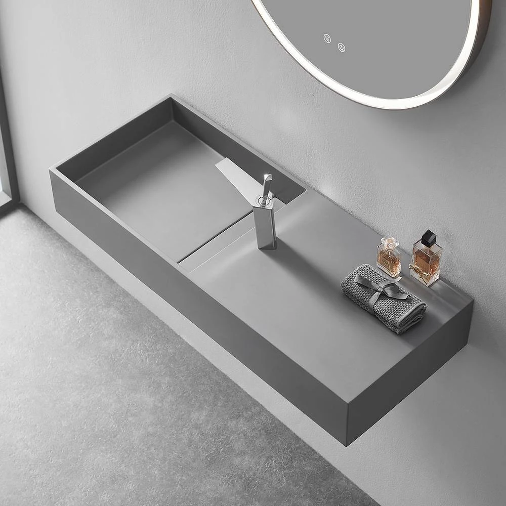 SERENE VALLEY 32 in. Wall-Mount or Countertop Bathroom Hidden Drain with Side Faucet Hole in Matte Gray 8 SERENE VALLEY 32 in. Wall-Mount or Countertop Bathroom Hidden Drain with Side Faucet Hole in Matte Gray - Image 6
