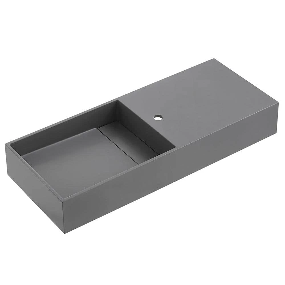 SERENE VALLEY 32 in. Wall-Mount or Countertop Bathroom Hidden Drain with Side Faucet Hole in Matte Gray 3 SERENE VALLEY 32 in. Wall-Mount or Countertop Bathroom Hidden Drain with Side Faucet Hole in Matte Gray