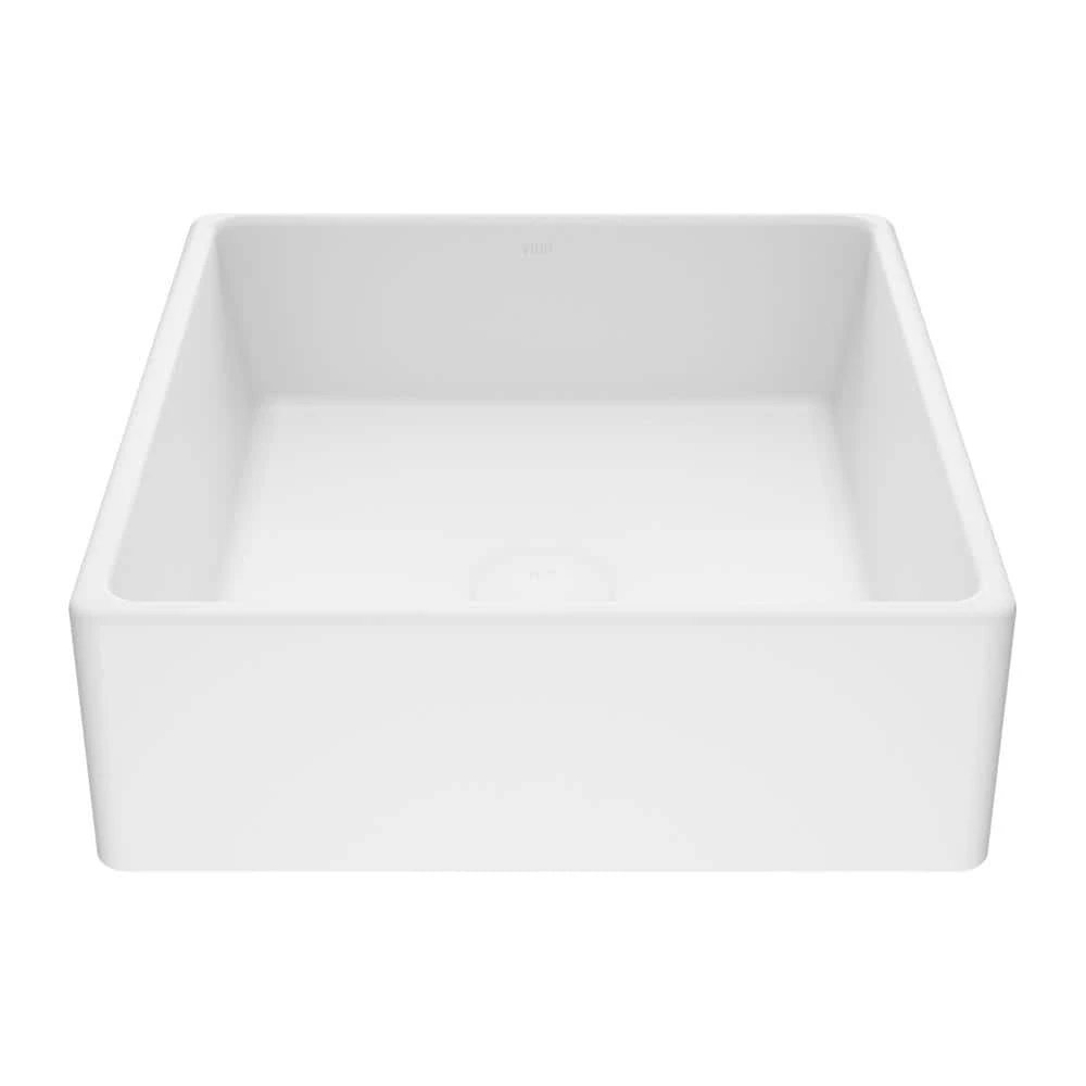 VIGO Matte Stone Dianthus Composite Square Vessel Bathroom Sink in White 3 VIGO Matte Stone Dianthus Composite Square Vessel Bathroom Sink in White