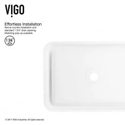 VIGO Matte Stone Petunia Composite Rectangular Vessel Bathroom Sink in White -Bathroom Sinks Sales matte stone vigo vessel sinks vg04002 1d 1000