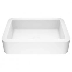 VIGO Matte Stone Petunia Composite Rectangular Vessel Bathroom Sink in White