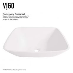 VIGO Matte Stone Hyacinth Composite Square Vessel Bathroom Sink in White 18 VIGO Matte Stone Hyacinth Composite Square Vessel Bathroom Sink in White -Bathroom Sinks Sales matte stone vigo vessel sinks vg04009 77 1000