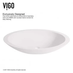 VIGO Matte Stone Wisteria Composite Oval Vessel Bathroom Sink in White -Bathroom Sinks Sales matte stone vigo vessel sinks vg04011 77 1000