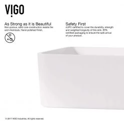 VIGO Matte Stone Jasmine Composite Rectangular Vessel Bathroom Sink in White -Bathroom Sinks Sales matte stone vigo vessel sinks vg04013 66 1000