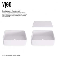 VIGO Matte Stone Jasmine Composite Rectangular Vessel Bathroom Sink in White -Bathroom Sinks Sales matte stone vigo vessel sinks vg04013 77 1000