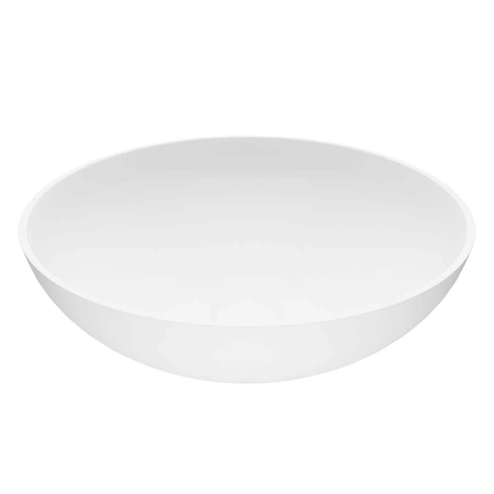 VIGO Matte Stone Lotus Composite Round Vessel Bathroom Sink in White 3 VIGO Matte Stone Lotus Composite Round Vessel Bathroom Sink in White