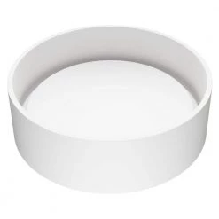 VIGO Matte Stone Anvil Composite Round Vessel Bathroom Sink in White