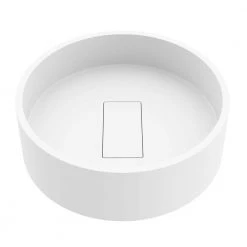 VIGO Matte Stone Bryant Composite Round Vessel Bathroom Sink in White