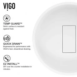 VIGO Matte Stone Bryant Composite Round Vessel Bathroom Sink in White -Bathroom Sinks Sales matte stone vigo vessel sinks vg04019 77 1000
