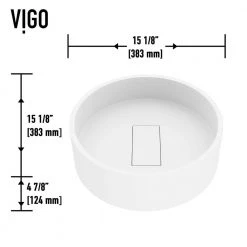 VIGO Matte Stone Bryant Composite Round Vessel Bathroom Sink in White -Bathroom Sinks Sales matte stone vigo vessel sinks vg04019 c3 1000