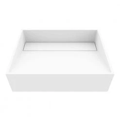 VIGO Matte Stone Starr Composite Rectangular Vessel Bathroom Sink in White