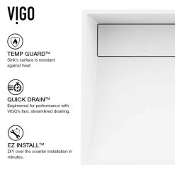 VIGO Matte Stone Starr Composite Rectangular Vessel Bathroom Sink in White -Bathroom Sinks Sales matte stone vigo vessel sinks vg04025 77 1000