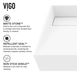 VIGO Matte Stone Starr Composite Grand Rectangular Vessel Bathroom Sink in White -Bathroom Sinks Sales matte stone vigo vessel sinks vg04028 66 1000