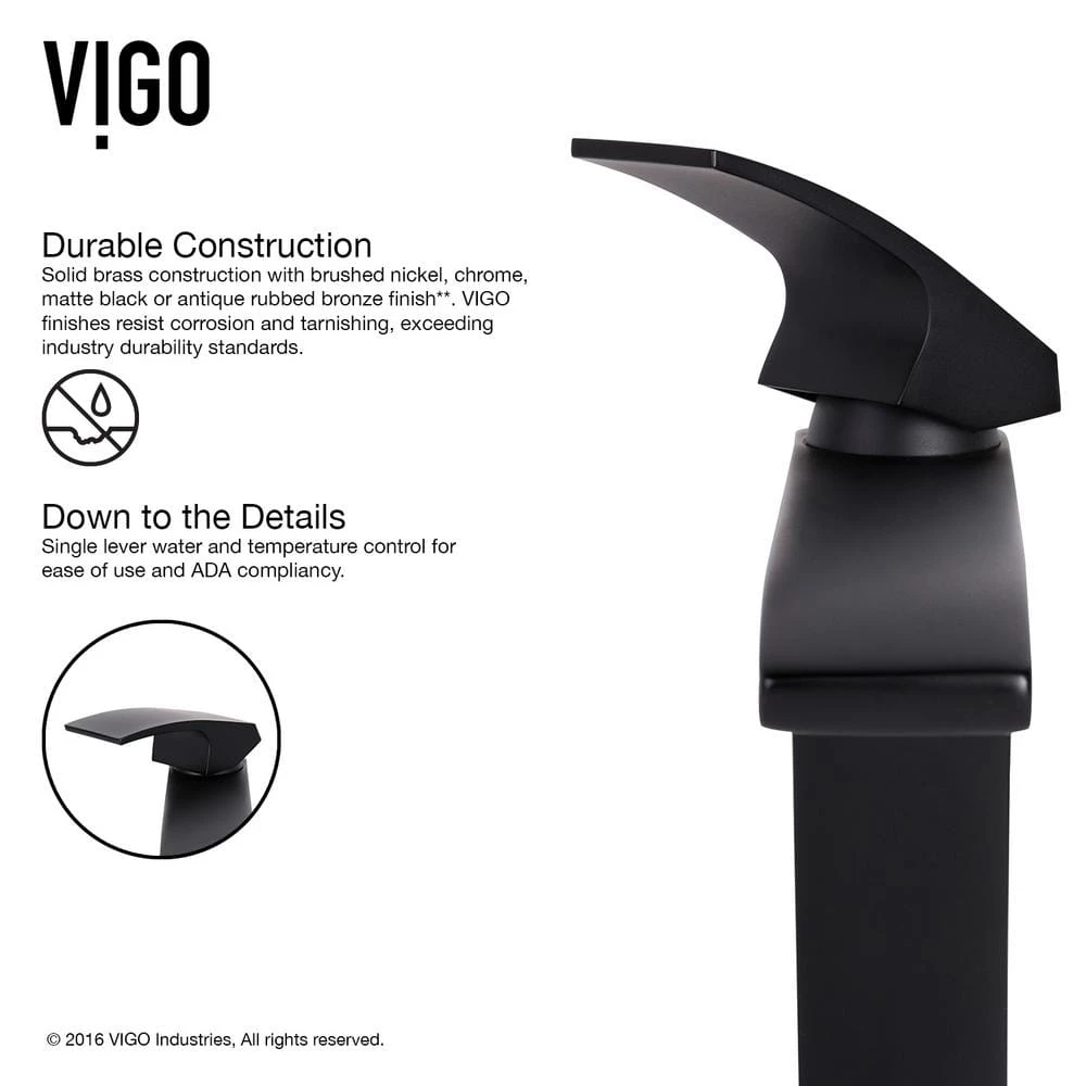 VIGO Matte Stone Dianthus Composite Square Vessel Bathroom Sink in White with Faucet and Pop-Up Drain in Matte Black 14 VIGO Matte Stone Dianthus Composite Square Vessel Bathroom Sink in White with Faucet and Pop-Up Drain in Matte Black - Image 12