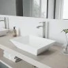VIGO Matte Stone Vinca Composite Rectangular Vessel Bathroom Sink in White with Faucet and Pop-Up Drain in Brushed Nickel -Bathroom Sinks Sales matte stone vigo vessel sinks vgt1212 64 1000