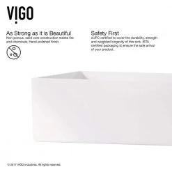 VIGO Matte Stone Magnolia Composite Rectangular Vessel Bathroom Sink in White with Niko Faucet and Pop-Up Drain in Chrome -Bathroom Sinks Sales matte stone vigo vessel sinks vgt1232 1d 1000