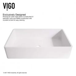 VIGO Matte Stone Magnolia Composite Rectangular Vessel Bathroom Sink in White with Niko Faucet and Pop-Up Drain in Chrome -Bathroom Sinks Sales matte stone vigo vessel sinks vgt1232 66 1000