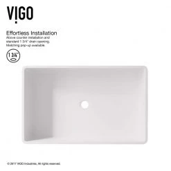 VIGO Matte Stone Magnolia Composite Rectangular Vessel Bathroom Sink in White with Niko Faucet and Pop-Up Drain in Chrome -Bathroom Sinks Sales matte stone vigo vessel sinks vgt1232 a0 1000