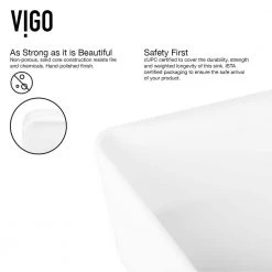 VIGO Matte Stone Marigold Composite Rectangular Vessel Bathroom Sink in White with Faucet and Pop-Up Drain in Matte Black -Bathroom Sinks Sales matte stone vigo vessel sinks vgt1275 66 1000