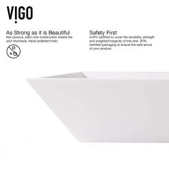 VIGO Matte Stone Vinca Composite Rectangular Vessel Bathroom Sink in White with Faucet and Pop-Up Drain in Brushed Nickel -Bathroom Sinks Sales matte stone vigo vessel sinks vgt1279 66 1000