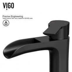 VIGO Matte Stone Montauk Composite Rectangular Vessel Bathroom Sink in White with Niko Faucet and Drain in Matte Black -Bathroom Sinks Sales matte stone vigo vessel sinks vgt2041 44 1000