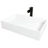 VIGO Matte Stone Montauk Composite Rectangular Vessel Bathroom Sink in White with Niko Faucet and Drain in Matte Black -Bathroom Sinks Sales matte stone vigo vessel sinks vgt2041 64 1000