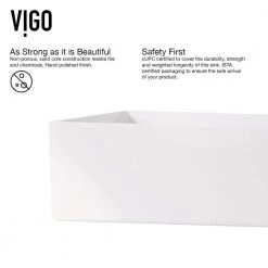 VIGO Matte Stone Magnolia Composite Rectangular Vessel Bathroom Sink in White with Faucet and Pop-Up Drain in Matte Black -Bathroom Sinks Sales matte stone vigo vessel sinks vgt944 66 1000
