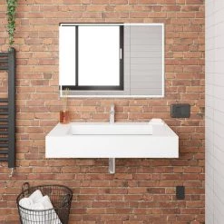 Castellousa Pyramid 35.43 in. Wall Mount Solid Surface Single-Basin Rectangle Bathroom Sink in Matte White -Bathroom Sinks Sales matte white castellousa wall mount sinks cb gm 2053 36 44 1000