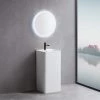 MEDUNJESS Kendall Bathroom Square Solid Surface Basin Pedestal Sink in Matte White with Overflow Drain -Bathroom Sinks Sales matte white medunjess pedestal sinks fs501 425 64 1000