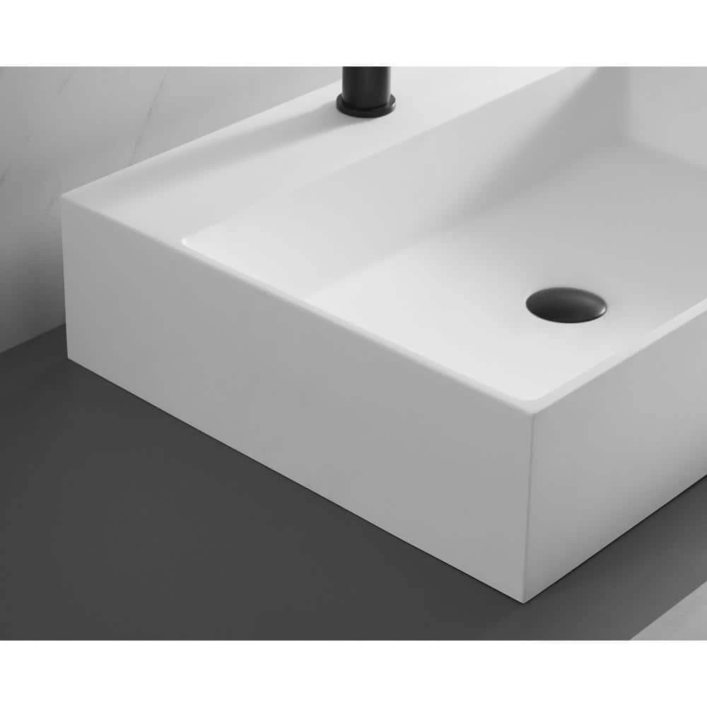 SERENE VALLEY 26 in. Wall-Mount or Countertop Install, Bathroom Sink with Single Faucet Hole in Matte White 4 SERENE VALLEY 26 in. Wall-Mount or Countertop Install, Bathroom Sink with Single Faucet Hole in Matte White - Image 2