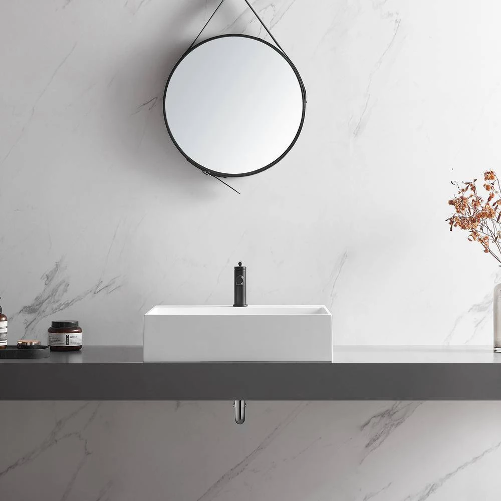 SERENE VALLEY 26 in. Wall-Mount or Countertop Install, Bathroom Sink with Single Faucet Hole in Matte White 9 SERENE VALLEY 26 in. Wall-Mount or Countertop Install, Bathroom Sink with Single Faucet Hole in Matte White - Image 7