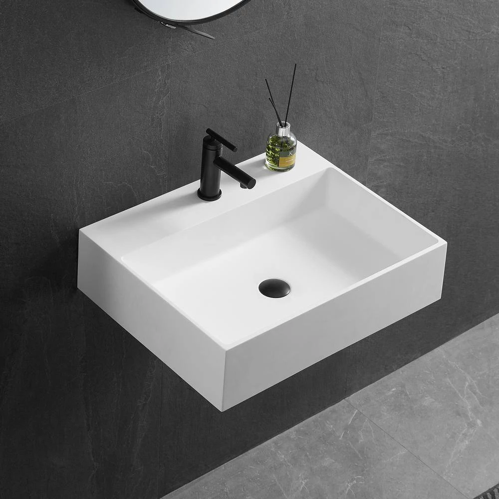 SERENE VALLEY 26 in. Wall-Mount or Countertop Install, Bathroom Sink with Single Faucet Hole in Matte White 12 SERENE VALLEY 26 in. Wall-Mount or Countertop Install, Bathroom Sink with Single Faucet Hole in Matte White - Image 10
