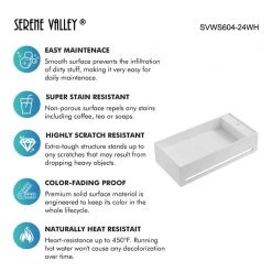 SERENE VALLEY 24 in. Wall Mount Solid Surface Bathroom Sink with Built-in Towel Bar in Matte White -Bathroom Sinks Sales matte white wall mount sinks svws604 24wh 4f 1000