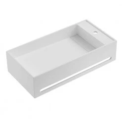 Bathroom Sinks Sales 19 SERENE VALLEY 24 in. Wall Mount Solid Surface Bathroom Sink with Built-in Towel Bar in Matte White
