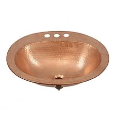 SINKOLOGY Kelvin 20 in. Drop-In Copper Bathroom Sink with 4 in. Faucet Holes in Naked Unfinished Copper