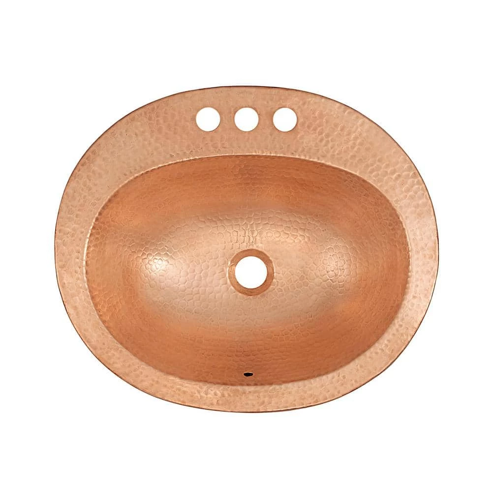 SINKOLOGY Kelvin 20 in. Drop-In Copper Bathroom Sink with 4 in. Faucet Holes in Naked Unfinished Copper 4 SINKOLOGY Kelvin 20 in. Drop-In Copper Bathroom Sink with 4 in. Faucet Holes in Naked Unfinished Copper - Image 2
