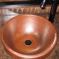 Novatto Granada Round Drop-In Copper Bathroom Sink in Natural -Bathroom Sinks Sales natural finish novatto drop in bathroom sinks tcu 014na 31 1000