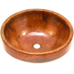 Novatto Granada Round Drop-In Copper Bathroom Sink in Natural -Bathroom Sinks Sales natural finish novatto drop in bathroom sinks tcu 014na c3 1000
