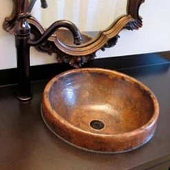 Novatto Granada Round Drop-In Copper Bathroom Sink in Natural -Bathroom Sinks Sales natural finish novatto drop in bathroom sinks tcu 014na fa 1000