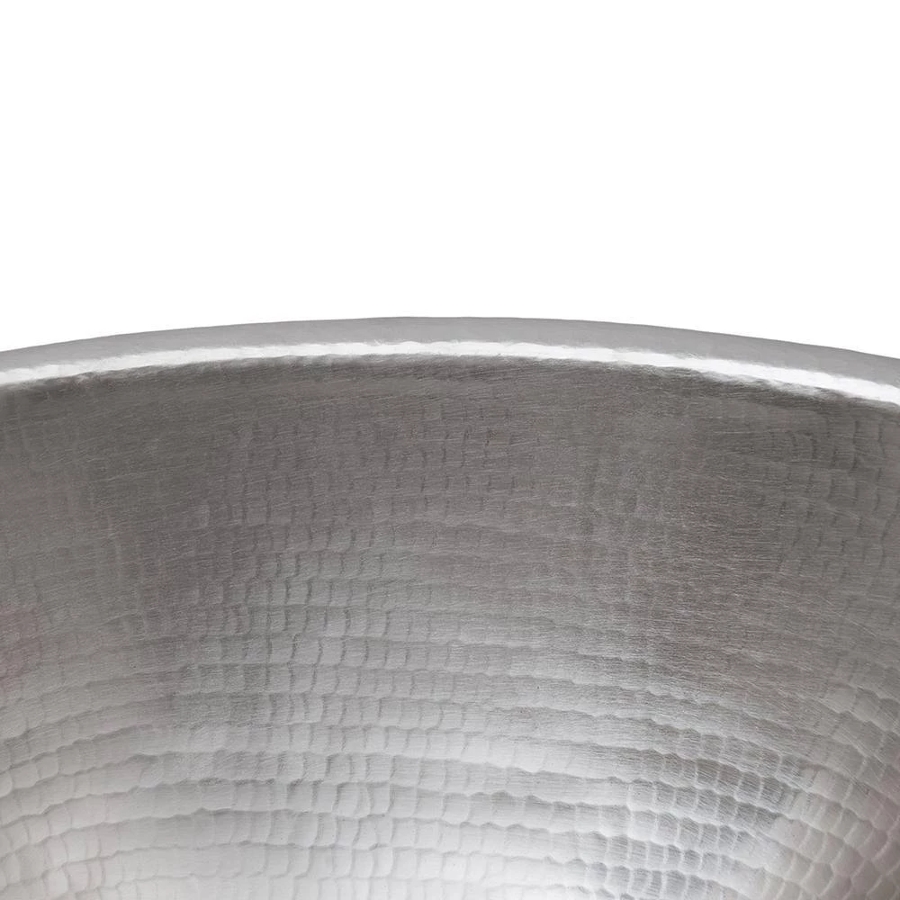 Premier Copper Products Self-Rimming Oval Hammered Copper 19 in. 0-Hole Bathroom Sink in Nickel 5 Premier Copper Products Self-Rimming Oval Hammered Copper 19 in. 0-Hole Bathroom Sink in Nickel - Image 3