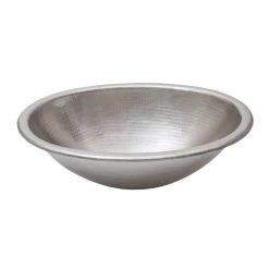 Premier Copper Products Self-Rimming Oval Hammered Copper 19 in. 0-Hole Bathroom Sink in Nickel