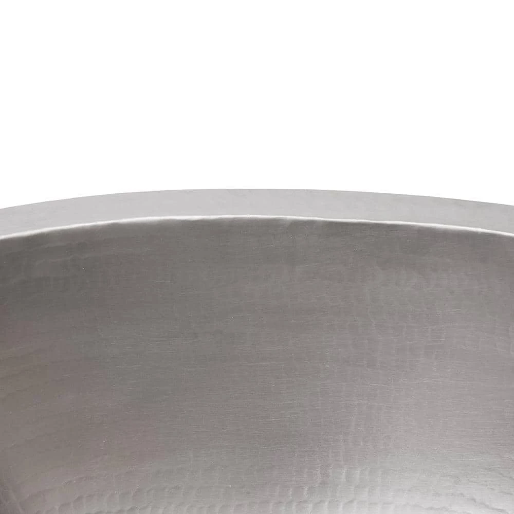 Premier Copper Products Under Counter/Surface-Mount Oval Hammered Copper 19 in. 0-Hole Bathroom Sink in Nickel 5 Premier Copper Products Under Counter/Surface-Mount Oval Hammered Copper 19 in. 0-Hole Bathroom Sink in Nickel - Image 3