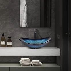 Tahanbath Artistic Tempered Glass Bathroom Sink Oval Shape Vessel Sink with Faucet Combo Ocean Blue 7 Tahanbath Artistic Tempered Glass Bathroom Sink Oval Shape Vessel Sink with Faucet Combo Ocean Blue -Bathroom Sinks Sales ocean blue vessel sinks ly fxgb0005 bl kxc 4f 1000